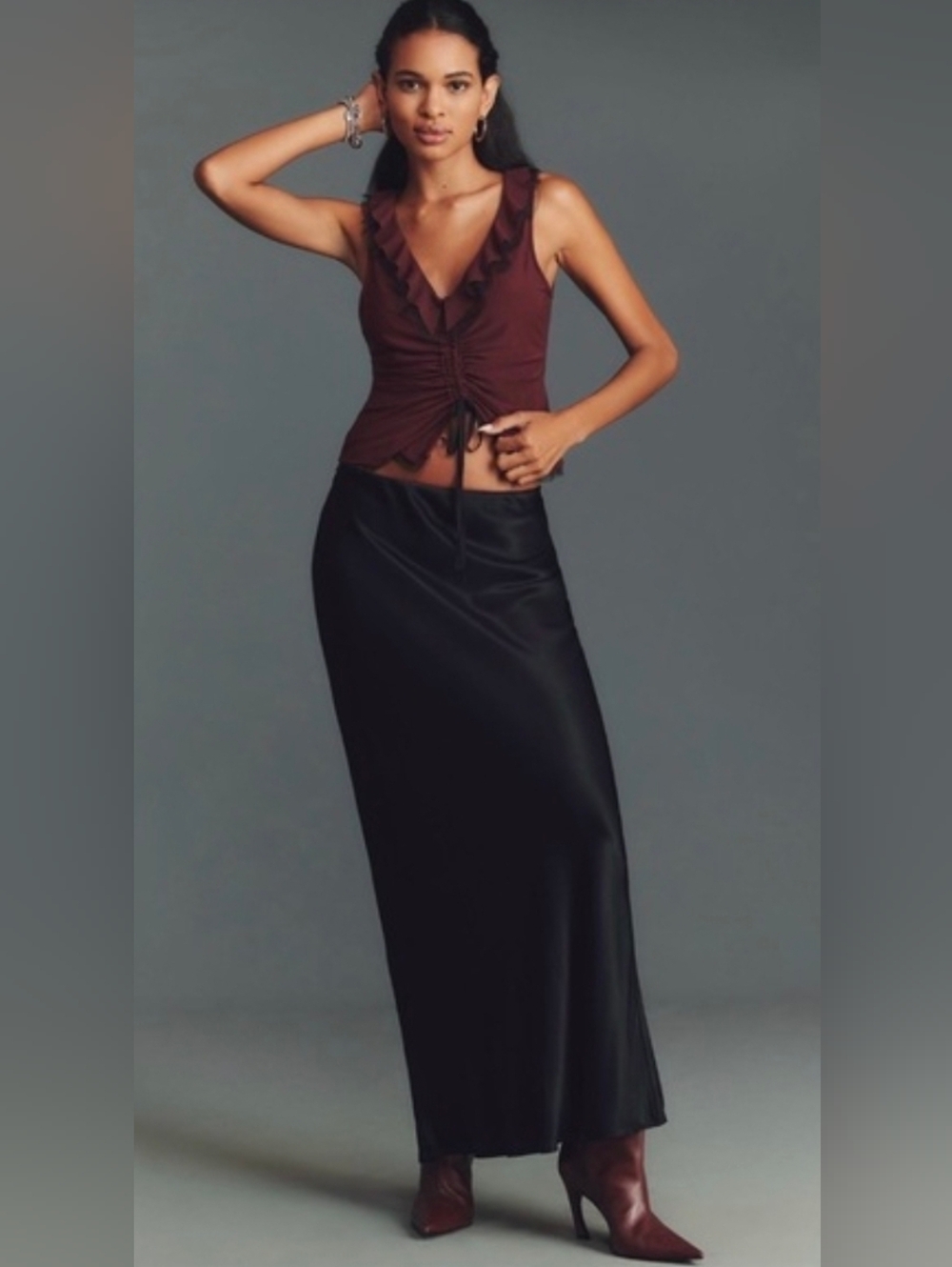 Anthropologie Viscose Satin Like Maxi Skirt. New Without Tags.